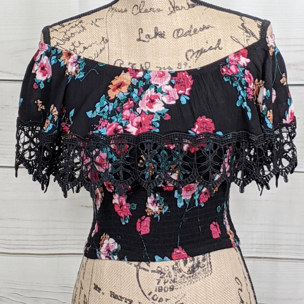HAUTE PROJECT Peasant Off Shoulder Pink Floral Top